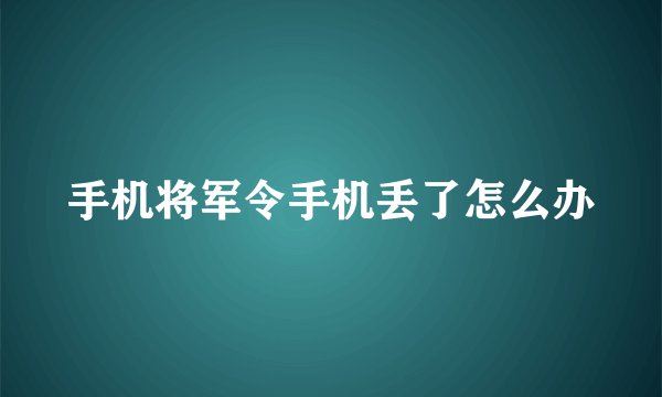 手机将军令手机丢了怎么办