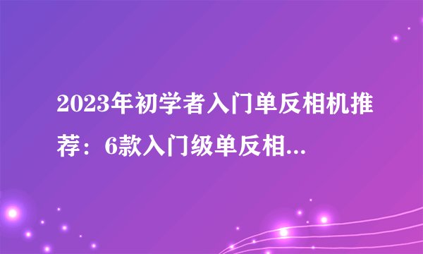 2023年初学者入门单反相机推荐：6款入门级单反相机（5月5日更）