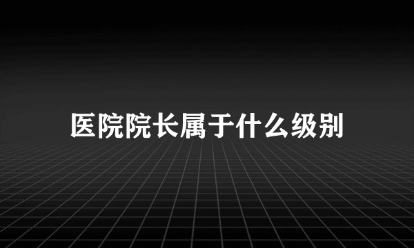 医院院长属于什么级别