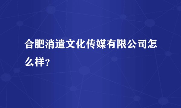 合肥消遣文化传媒有限公司怎么样？