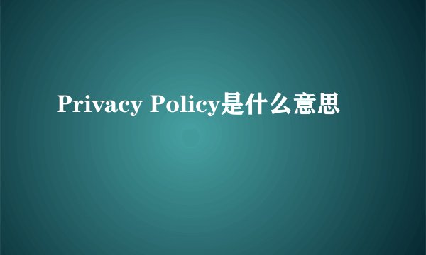 Privacy Policy是什么意思