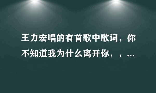 王力宏唱的有首歌中歌词，你不知道我为什么离开你，，这是什么歌