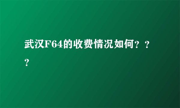 武汉F64的收费情况如何？？？