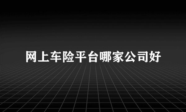 网上车险平台哪家公司好