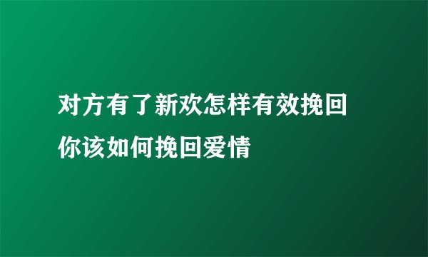 对方有了新欢怎样有效挽回 你该如何挽回爱情