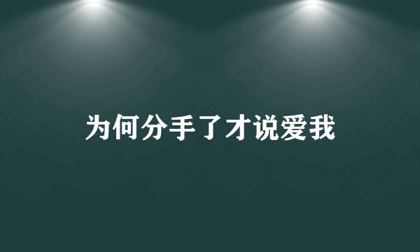为何分手了才说爱我