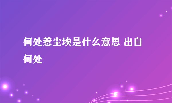 何处惹尘埃是什么意思 出自何处