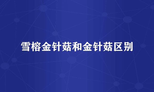 雪榕金针菇和金针菇区别