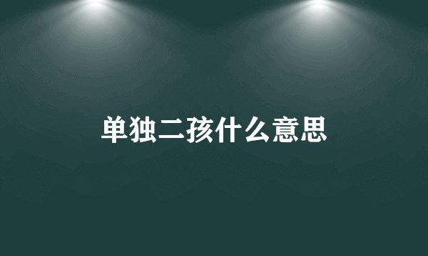 单独二孩什么意思