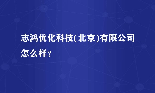 志鸿优化科技(北京)有限公司怎么样？