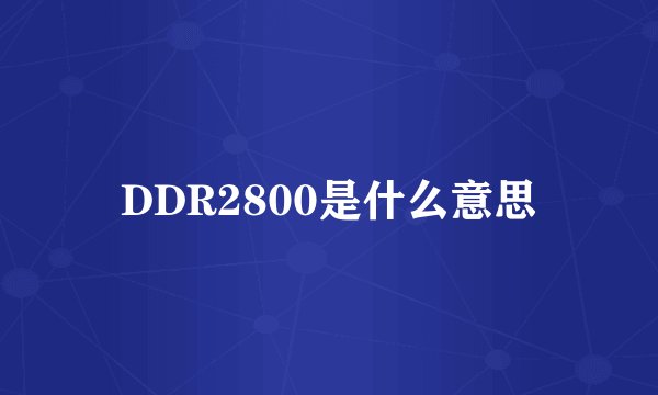 DDR2800是什么意思