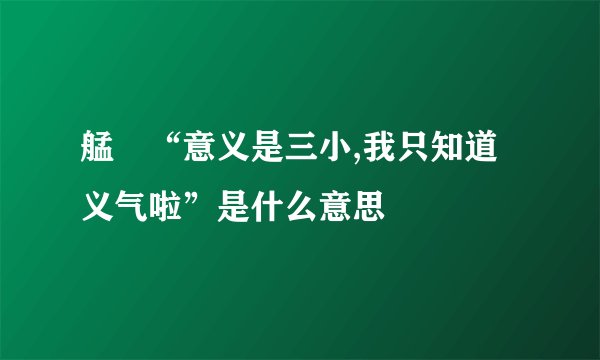 艋舺“意义是三小,我只知道义气啦”是什么意思