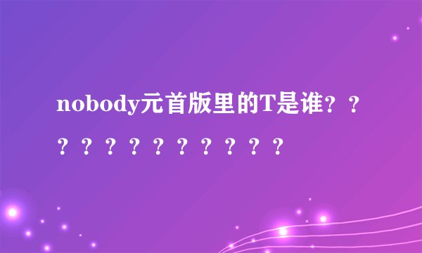 nobody元首版里的T是谁？？？？？？？？？？？？