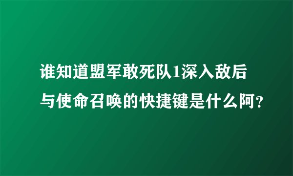 谁知道盟军敢死队1深入敌后与使命召唤的快捷键是什么阿？