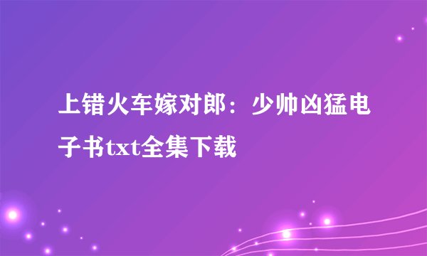 上错火车嫁对郎：少帅凶猛电子书txt全集下载