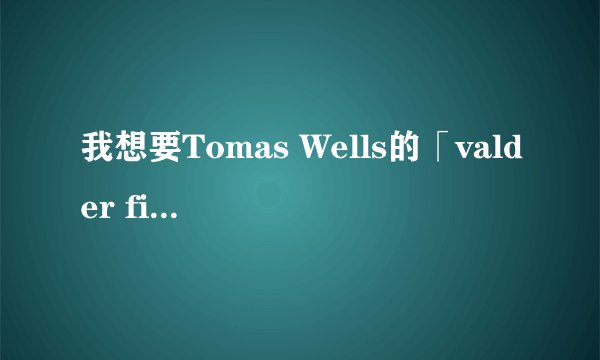 我想要Tomas Wells的「valder fields」这首歌的中文翻译.