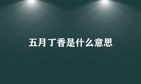 五月丁香是什么意思