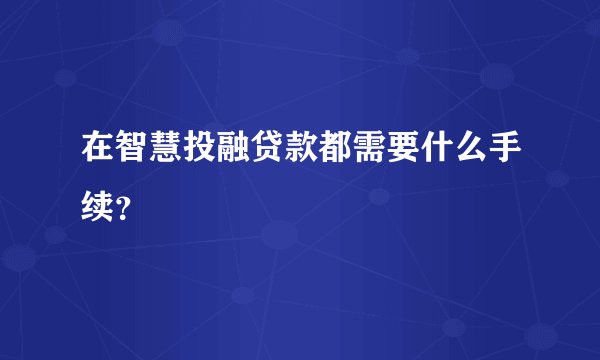 在智慧投融贷款都需要什么手续？