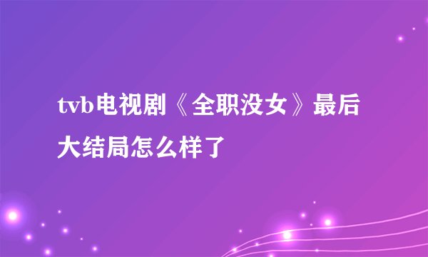 tvb电视剧《全职没女》最后大结局怎么样了