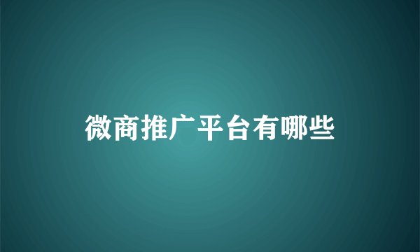 微商推广平台有哪些