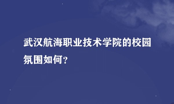 武汉航海职业技术学院的校园氛围如何？