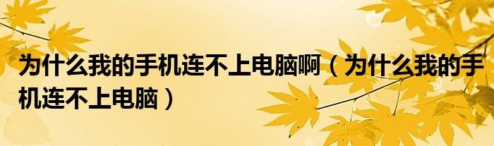为什么我的手机连不上电脑啊为什么我的手机连不上电脑