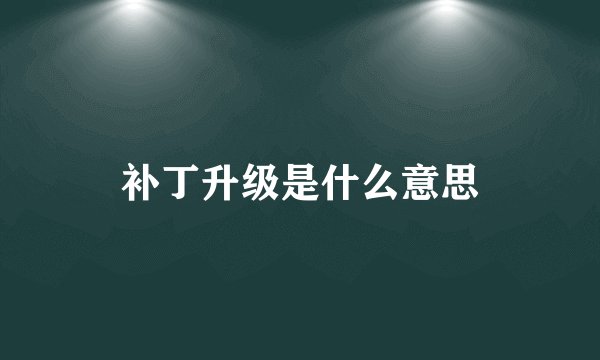 补丁升级是什么意思