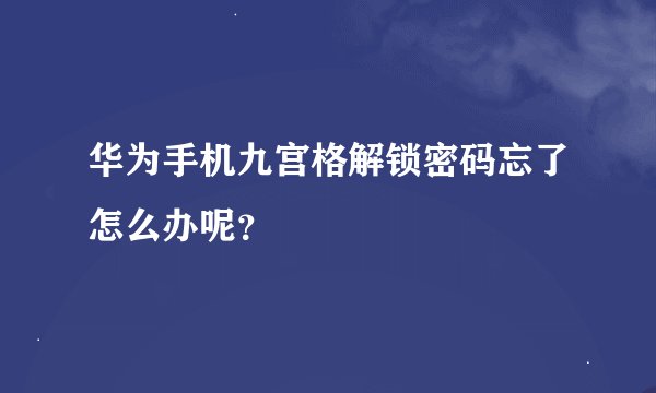 华为手机九宫格解锁密码忘了怎么办呢？
