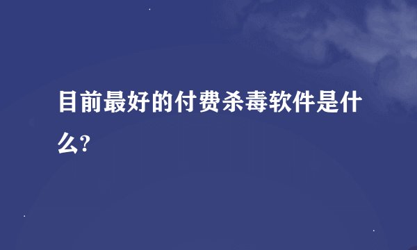 目前最好的付费杀毒软件是什么?