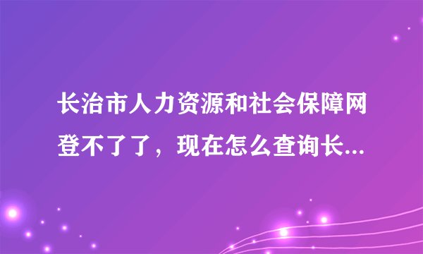 长治市人力资源和社会保障网登不了了，现在怎么查询长治的养老保险个人帐户信息？