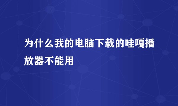 为什么我的电脑下载的哇嘎播放器不能用