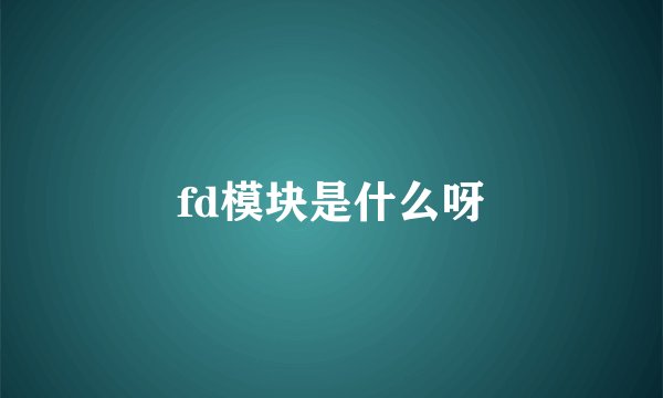 fd模块是什么呀