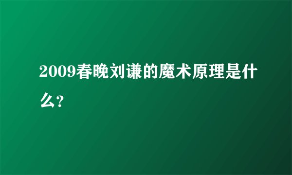 2009春晚刘谦的魔术原理是什么？
