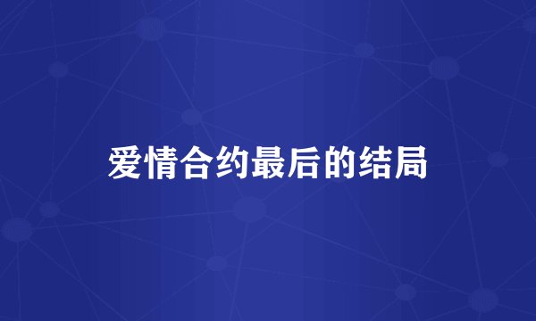 爱情合约最后的结局