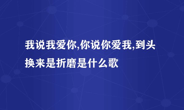 我说我爱你,你说你爱我,到头换来是折磨是什么歌