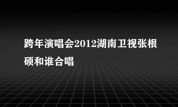 跨年演唱会2012湖南卫视张根硕和谁合唱