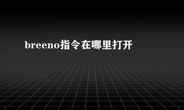 breeno指令在哪里打开