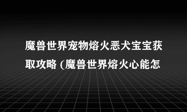 魔兽世界宠物熔火恶犬宝宝获取攻略 (魔兽世界熔火心能怎