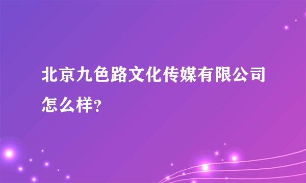 北京九色路文化传媒有限公司怎么样？