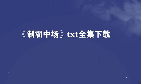 《制霸中场》txt全集下载