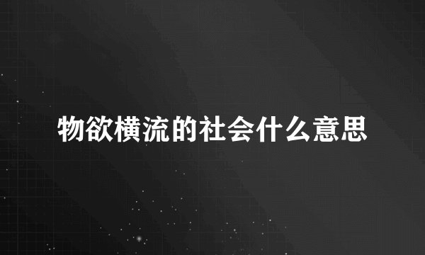 物欲横流的社会什么意思