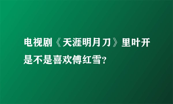 电视剧《天涯明月刀》里叶开是不是喜欢傅红雪？