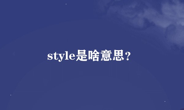 style是啥意思？