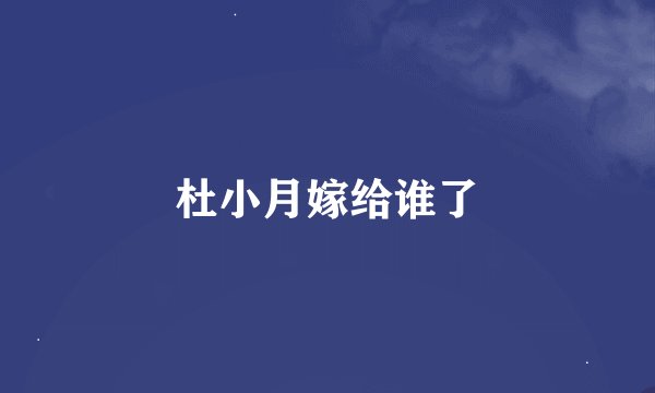杜小月嫁给谁了