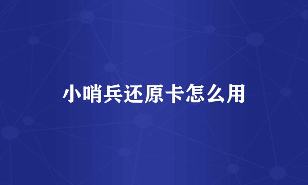 小哨兵还原卡怎么用