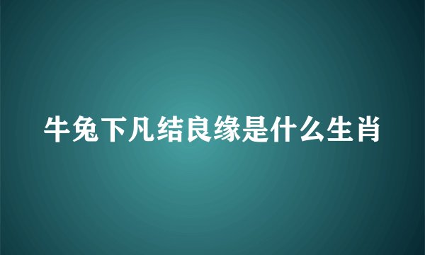 牛兔下凡结良缘是什么生肖
