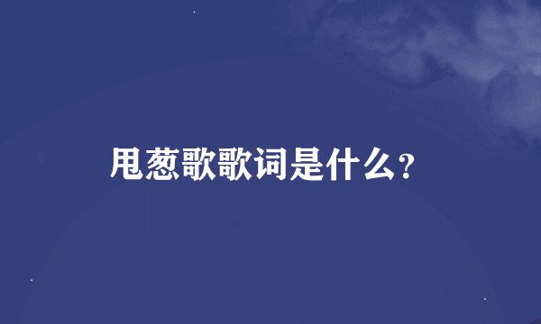 甩葱歌歌词是什么？