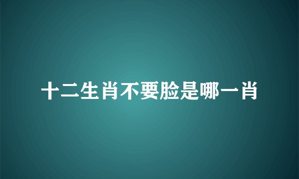 十二生肖不要脸是哪一肖
