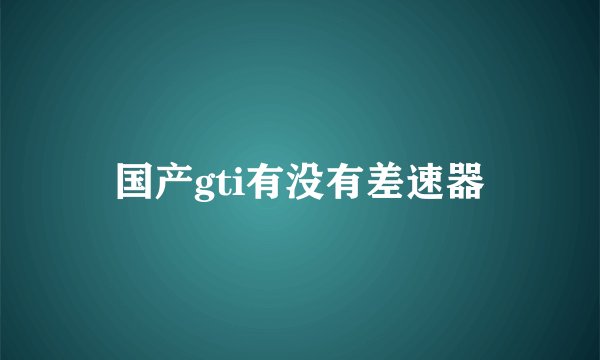 国产gti有没有差速器