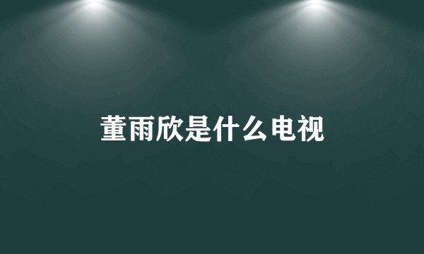 董雨欣是什么电视